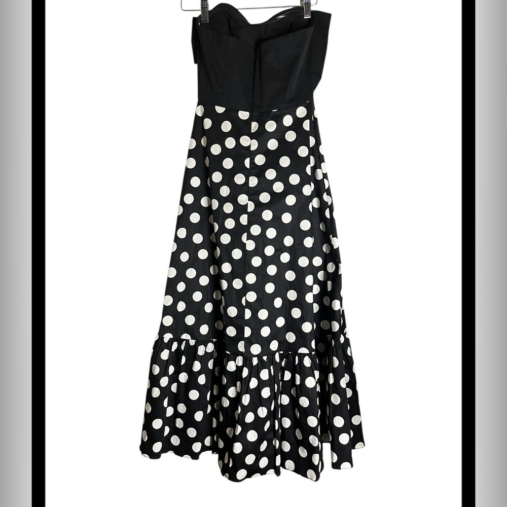 NWT Anthropologie Hutch Dress Bow-Tie Strapless Midi Polka Dot Black White SZ 00 - Picture 5 of 7